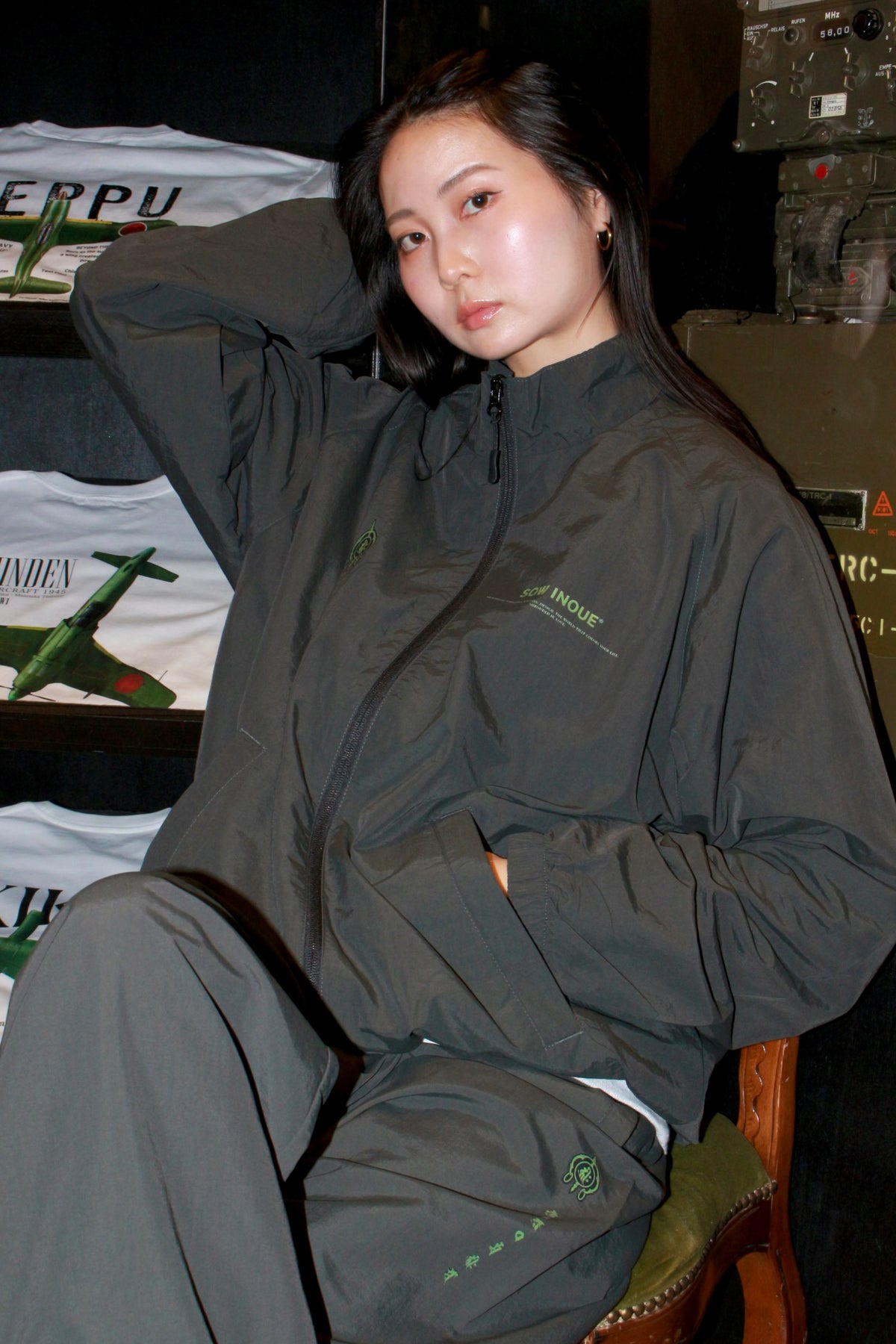 Senju Kannon NYLON JACKET [OLIVE]