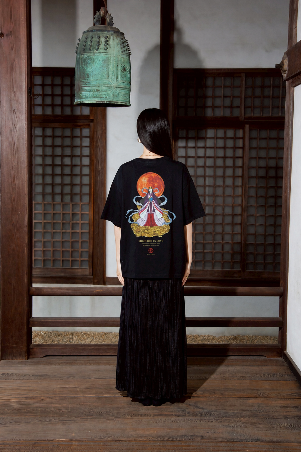 月読之迦具夜姫 BOX SILHOUETTE TEE [BLACK]