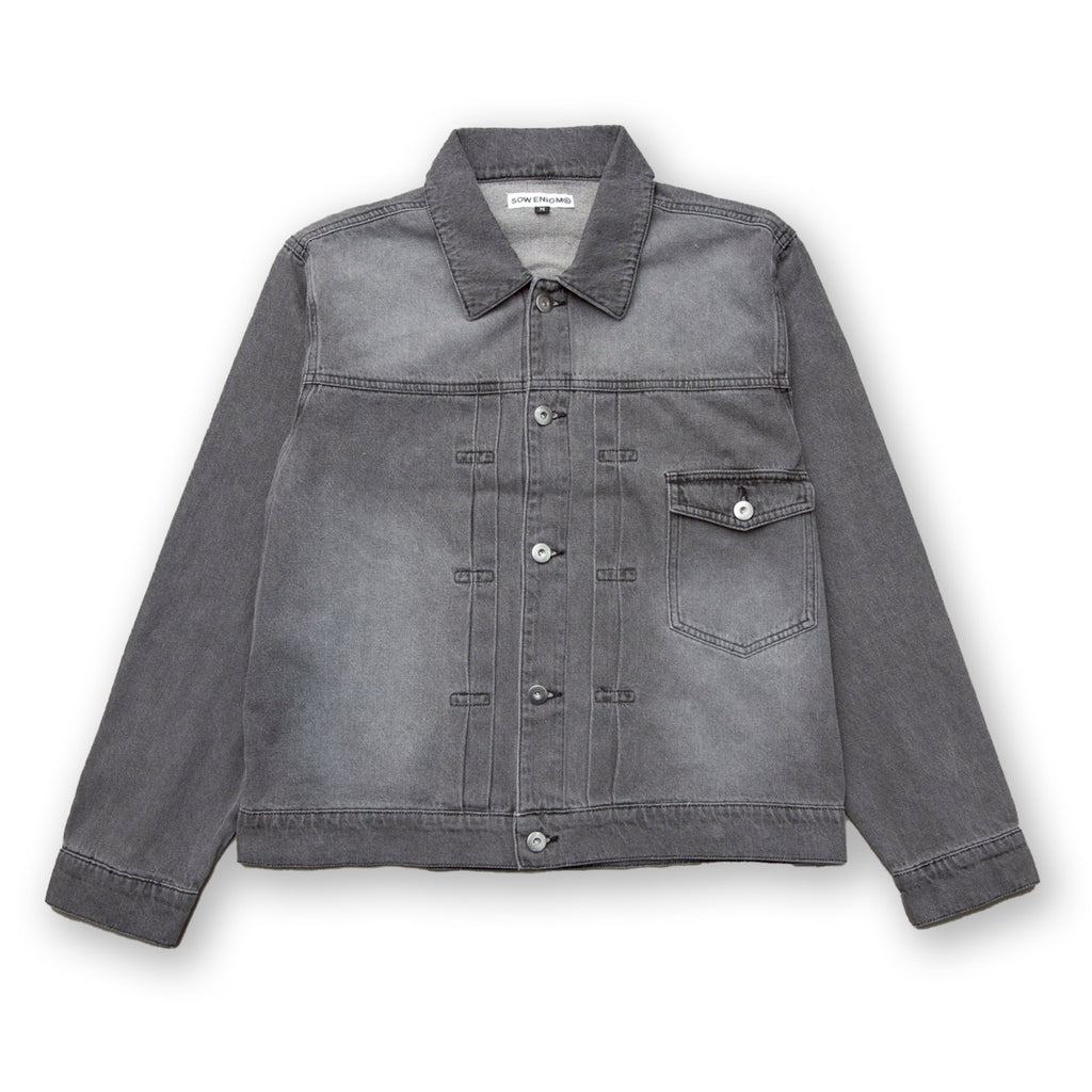 震電 DENIM JACKET [WASHED BLACK]