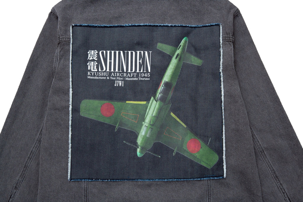 震電 DENIM JACKET [WASHED BLACK]