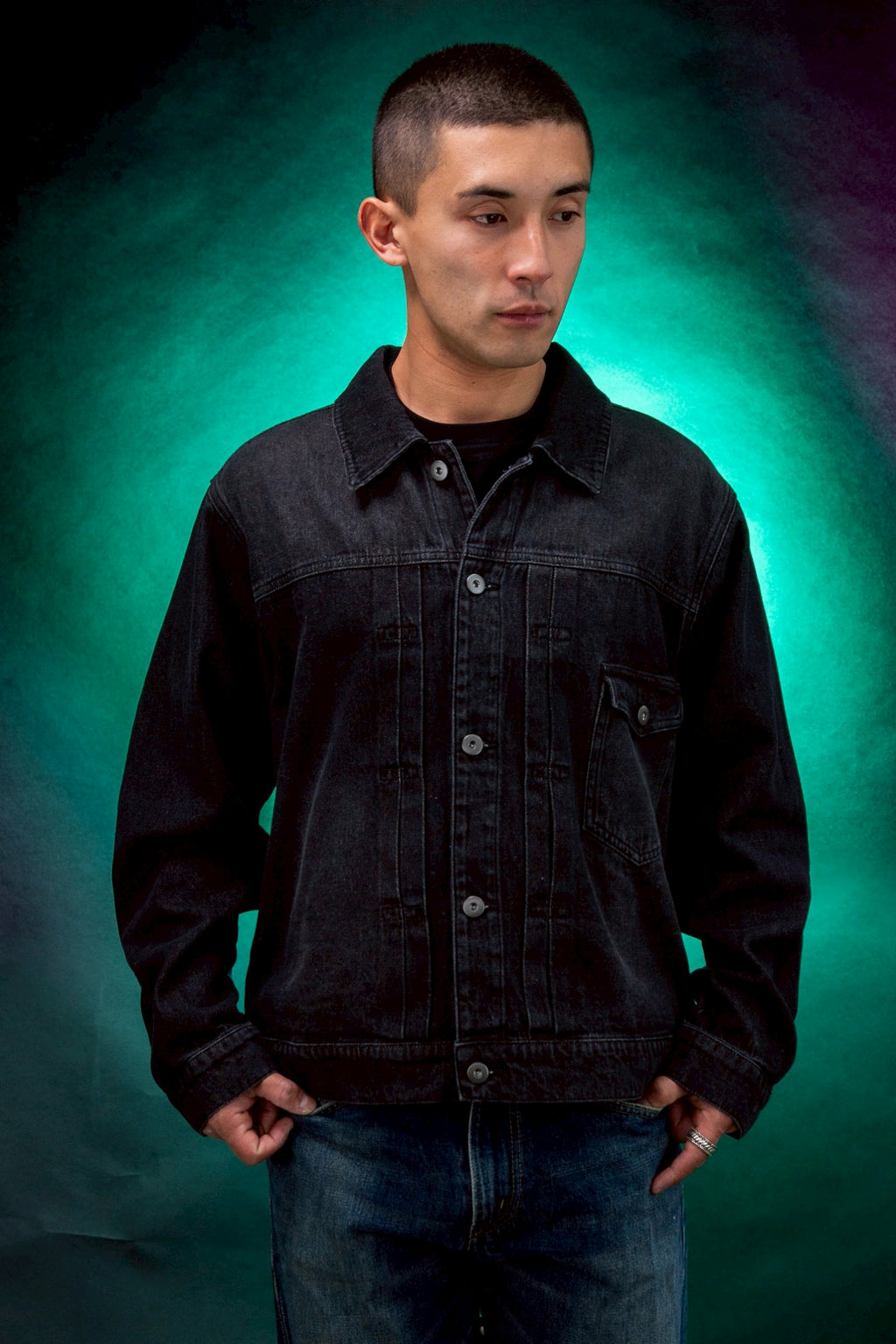 震電 DENIM JACKET [BLACK]