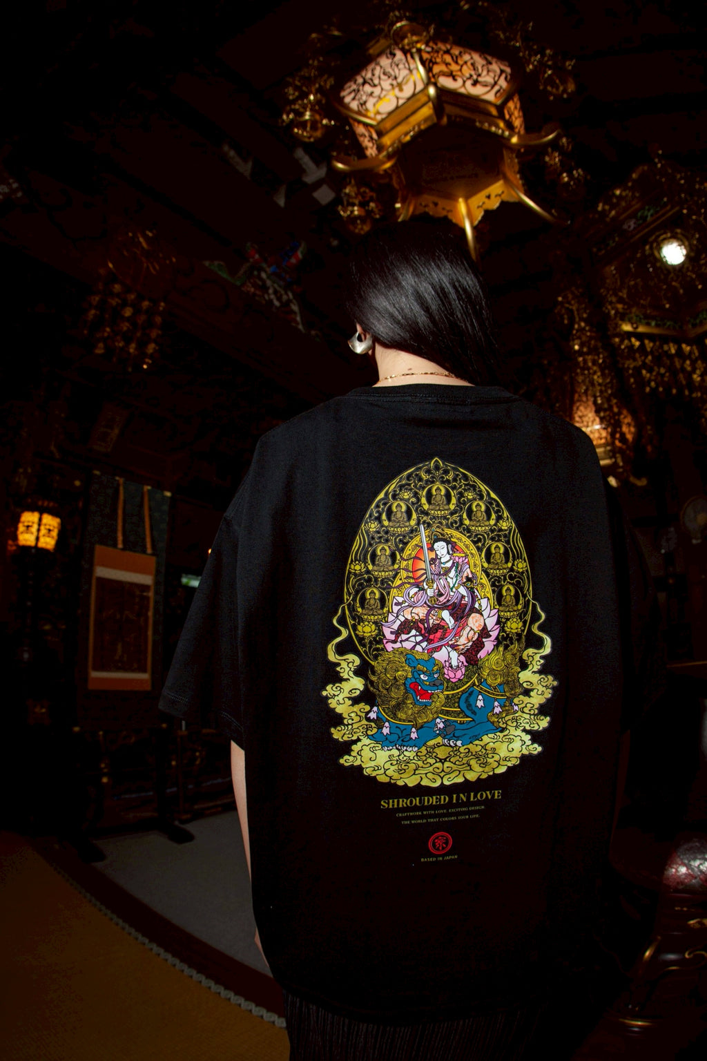 文殊菩薩 BOX SILHOUETTE TEE [BLACK]