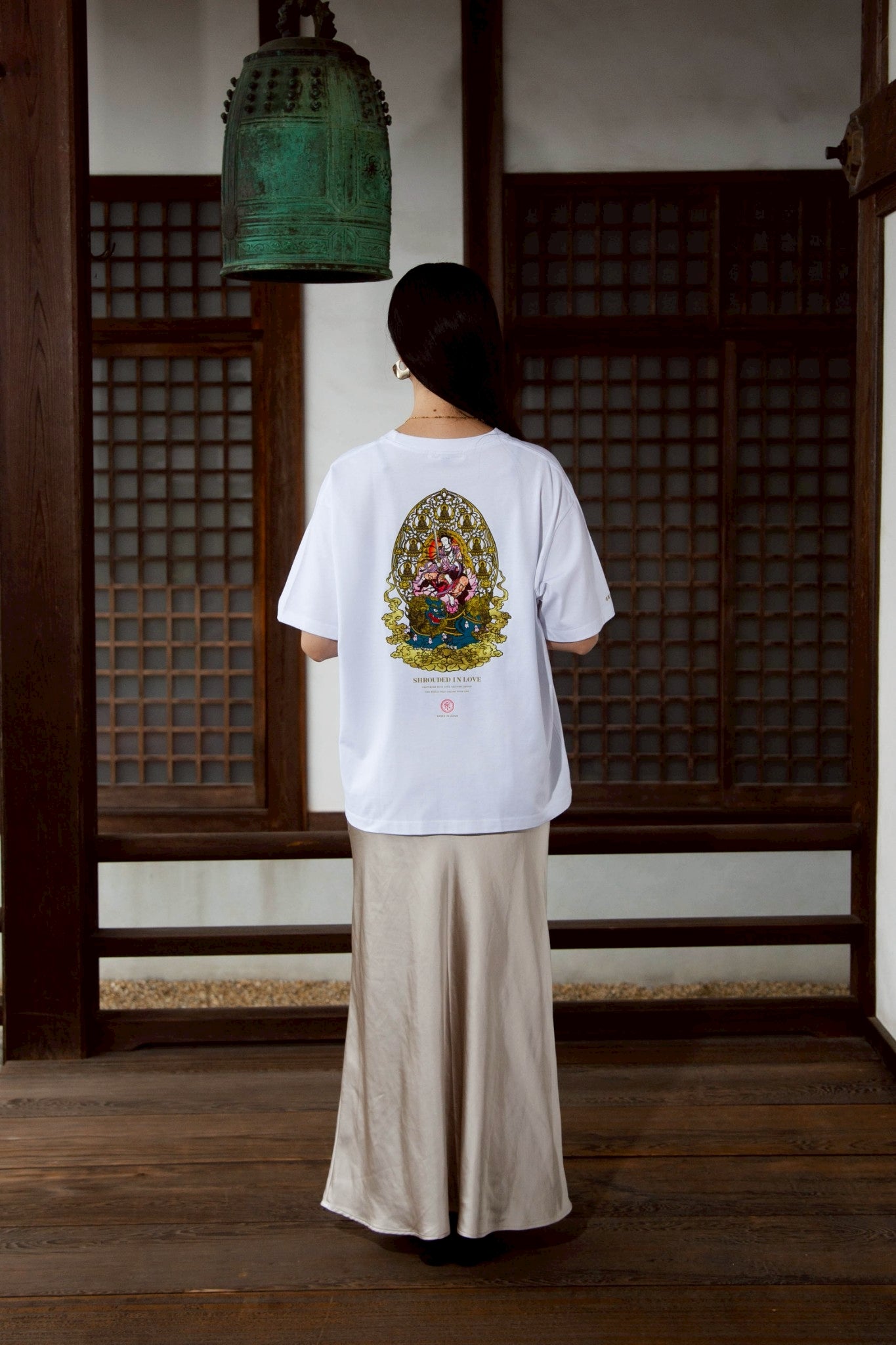 文殊菩薩 BOX SILHOUETTE TEE [WHITE]