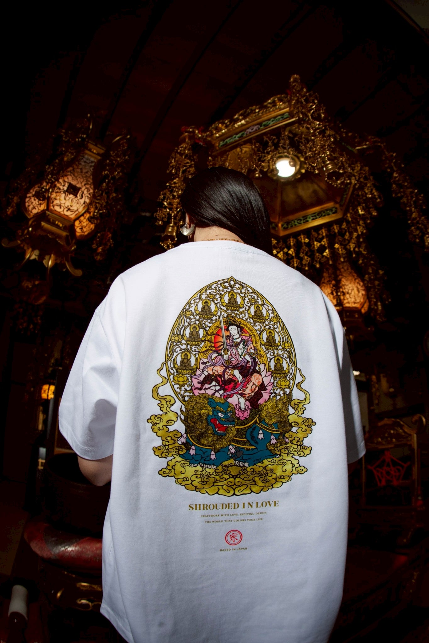 文殊菩薩 BOX SILHOUETTE TEE [WHITE]