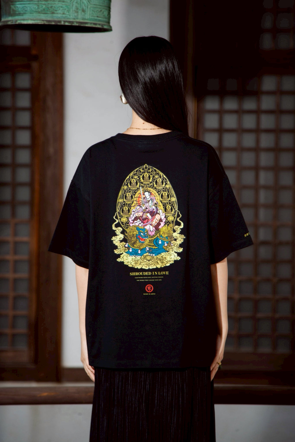 文殊菩薩 BOX SILHOUETTE TEE [BLACK]