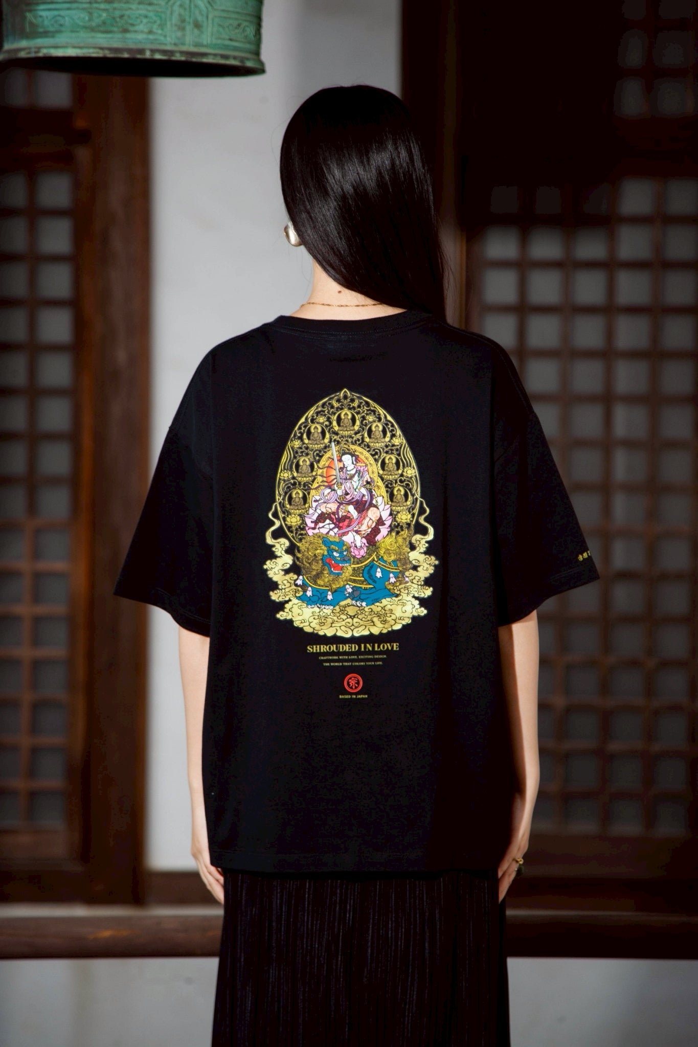 文殊菩薩 BOX SILHOUETTE TEE [BLACK]