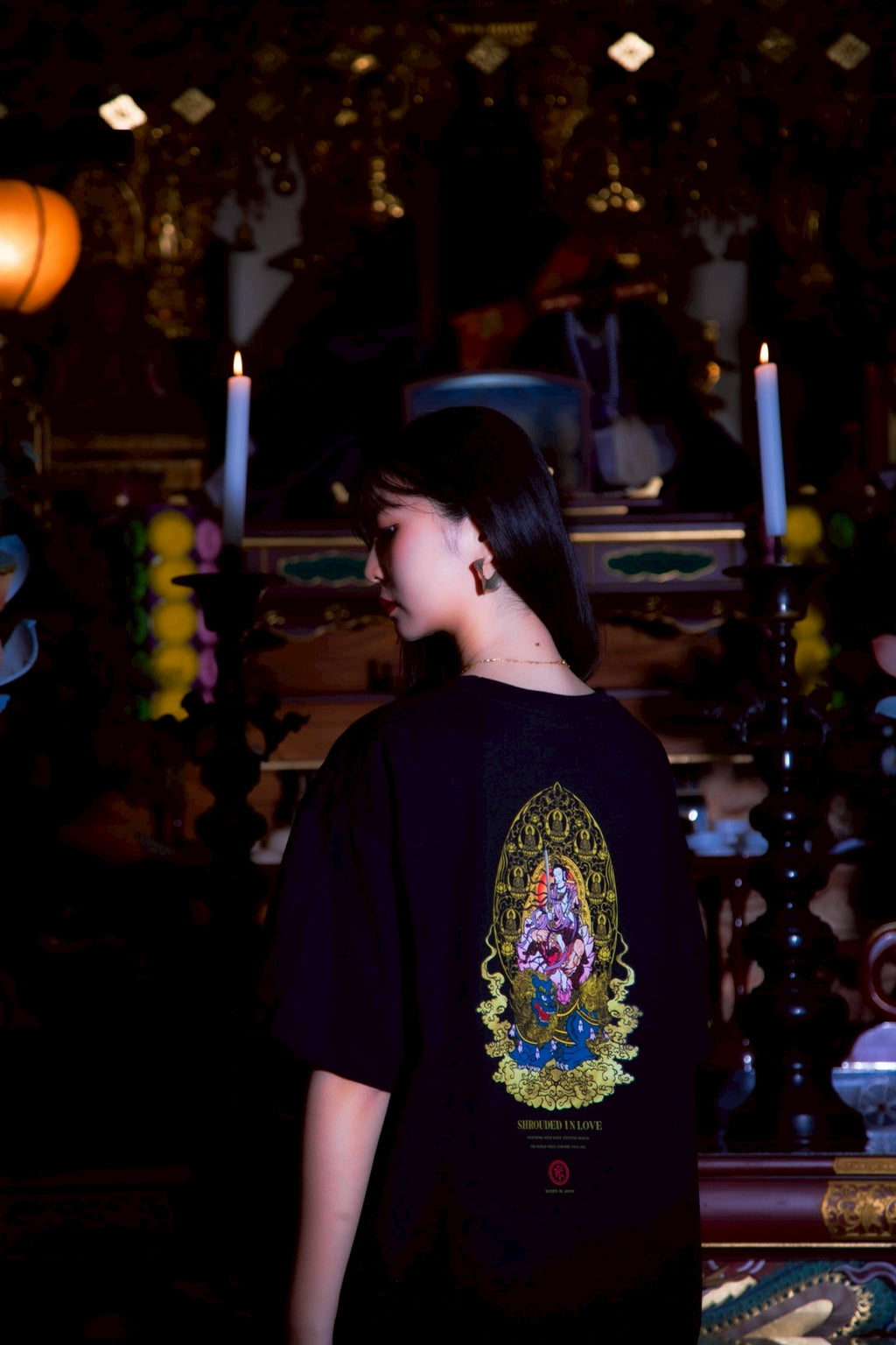 文殊菩薩 BOX SILHOUETTE TEE [BLACK]
