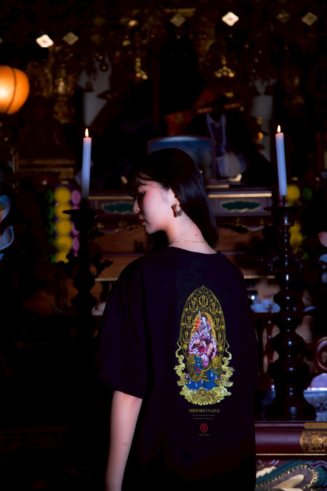 文殊菩薩 BOX SILHOUETTE TEE [BLACK]