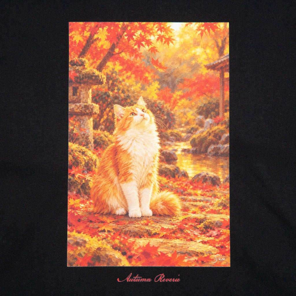 Autumn Leaves and a Cat L/S [BLACK]