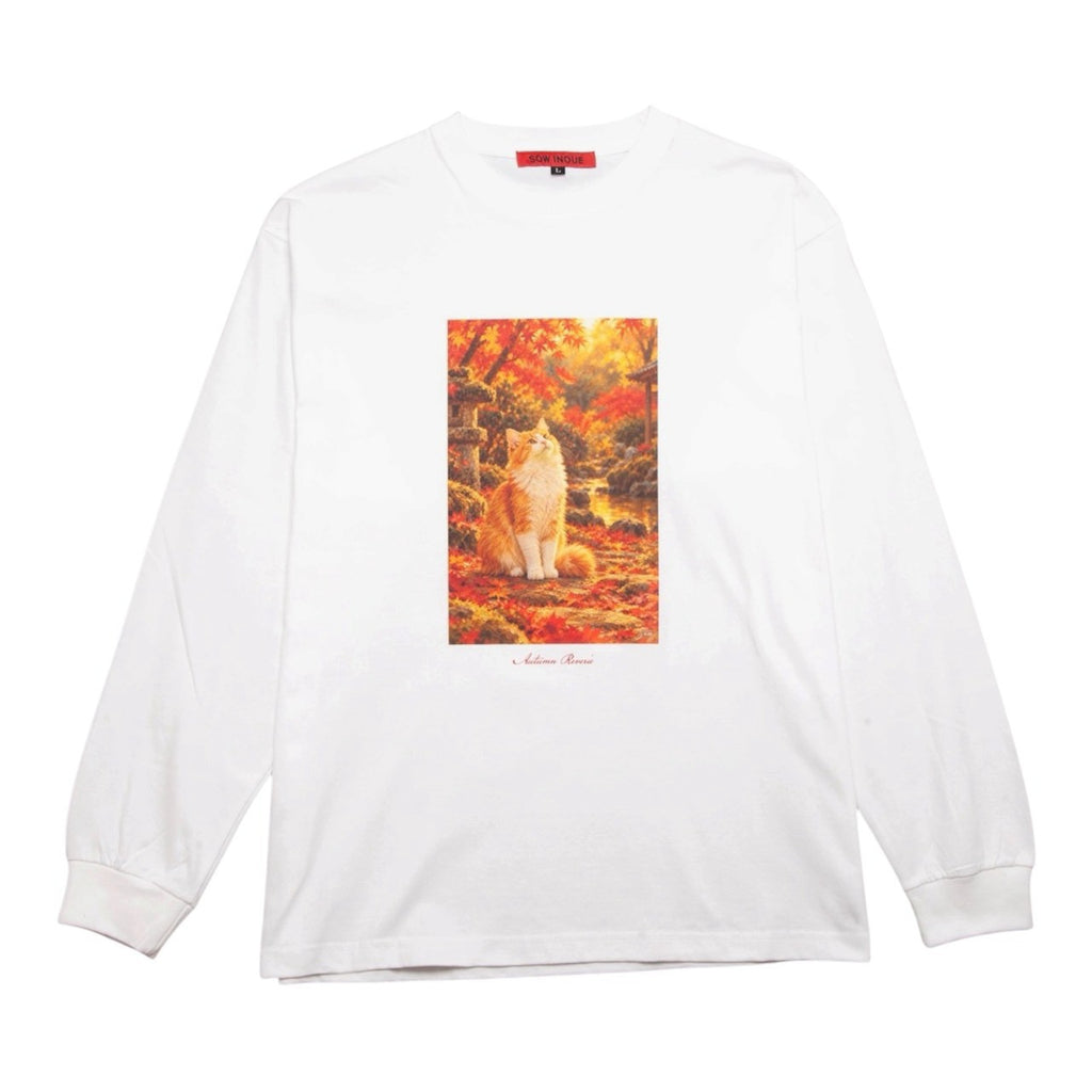 Autumn Leaves and a Cat L/S [WHITE]