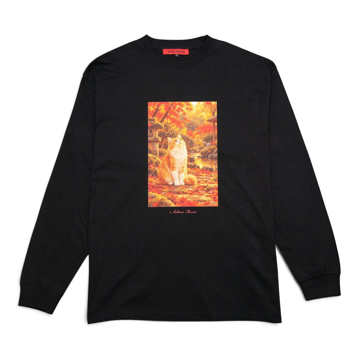 Autumn Leaves and a Cat L/S [BLACK]