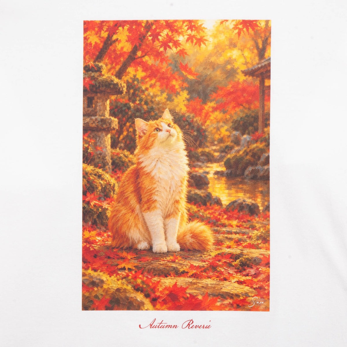 Autumn Leaves and a Cat L/S [WHITE]